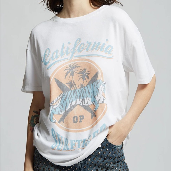 Recycled Karma California Surftiger Boyfriend Tee - Size S - White - NWOT - Picture 9 of 9